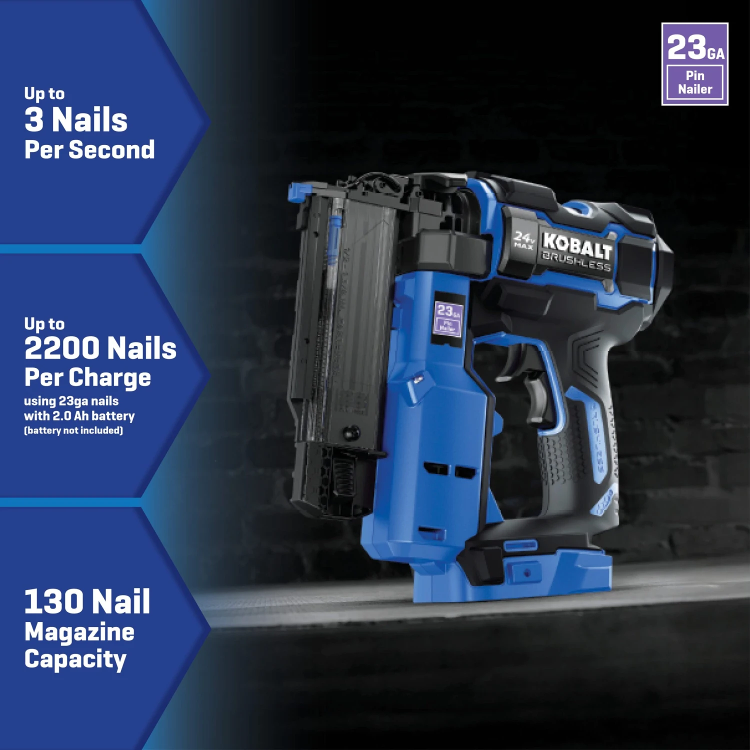 Kobalt XTR 1-3/8-in 23 -Gauge Cordless Pin Nailer ( Battery Not Included And Charger Not Included ) 3 Kobalt XTR 1-3/8-in 23 -Gauge Cordless Pin Nailer ( Battery Not Included And Charger Not Included ) -Kobalt Store 72715013 scaled