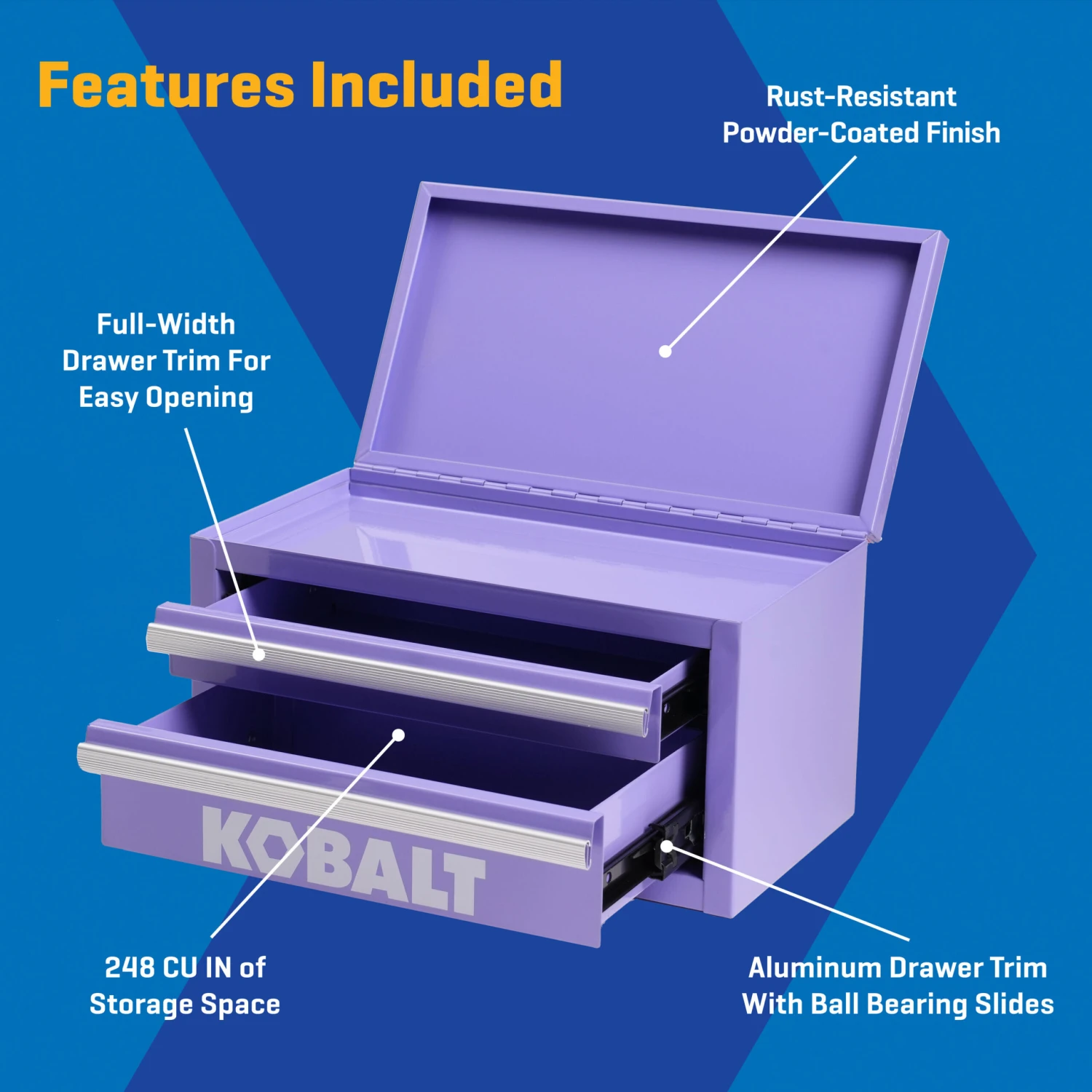 Kobalt Portable Tool Boxes 10.83-in W X 5.91-in H X 5.91-in D 2 -Drawer Lavender Steel Tool Box 3 Kobalt Portable Tool Boxes 10.83-in W X 5.91-in H X 5.91-in D 2 -Drawer Lavender Steel Tool Box -Kobalt Store 74365074 scaled