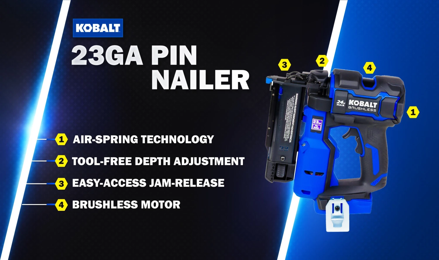 Kobalt XTR 1-3/8-in 23 -Gauge Cordless Pin Nailer ( Battery Not Included And Charger Not Included ) 11 Kobalt XTR 1-3/8-in 23 -Gauge Cordless Pin Nailer ( Battery Not Included And Charger Not Included ) -Kobalt Store 75019335